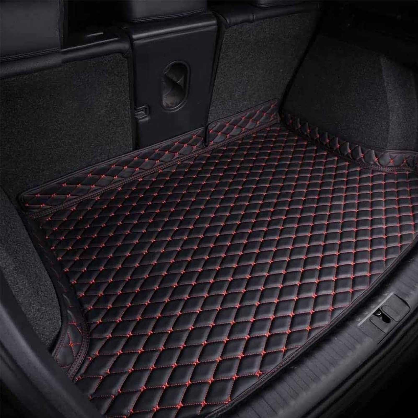 Auto Leder Kofferraummatten FüR Mitsubishi Outlander(5Seats) 2013-2022, Kofferraum Cargo Schutzmatte Kratzfest Wasserdicht Schutzmatte Zubehör,B/Black-RedBeige von MaKeMoney