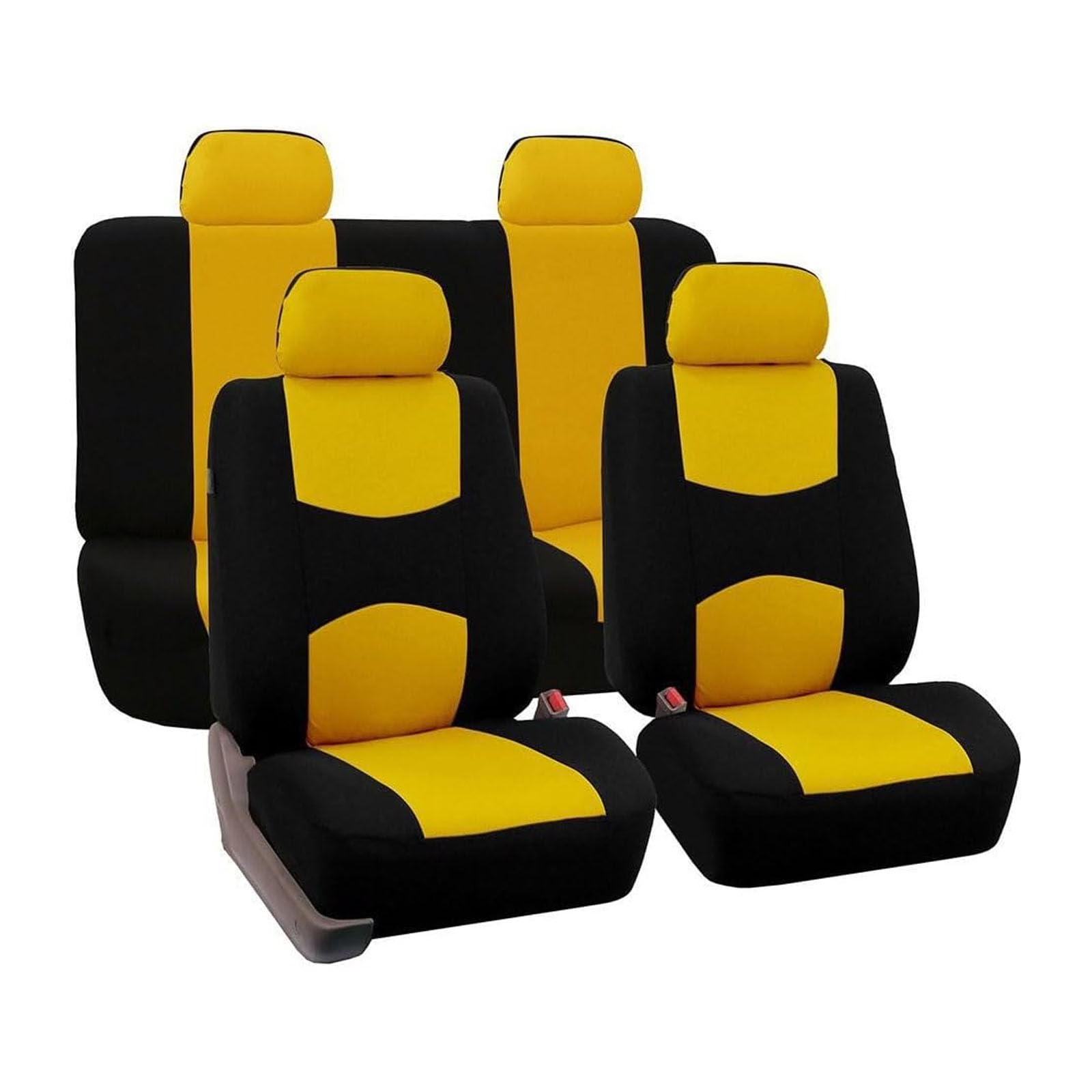 MaKeMoney Auto Sitzbezüge Sets FüR Hyundai Ioniq Hybrid 2016-2019, Leder rutschfest Sitzschoner Vorne Hinten Schonbezüge Auto Innenraum Zubehör, F/Yellow von MaKeMoney