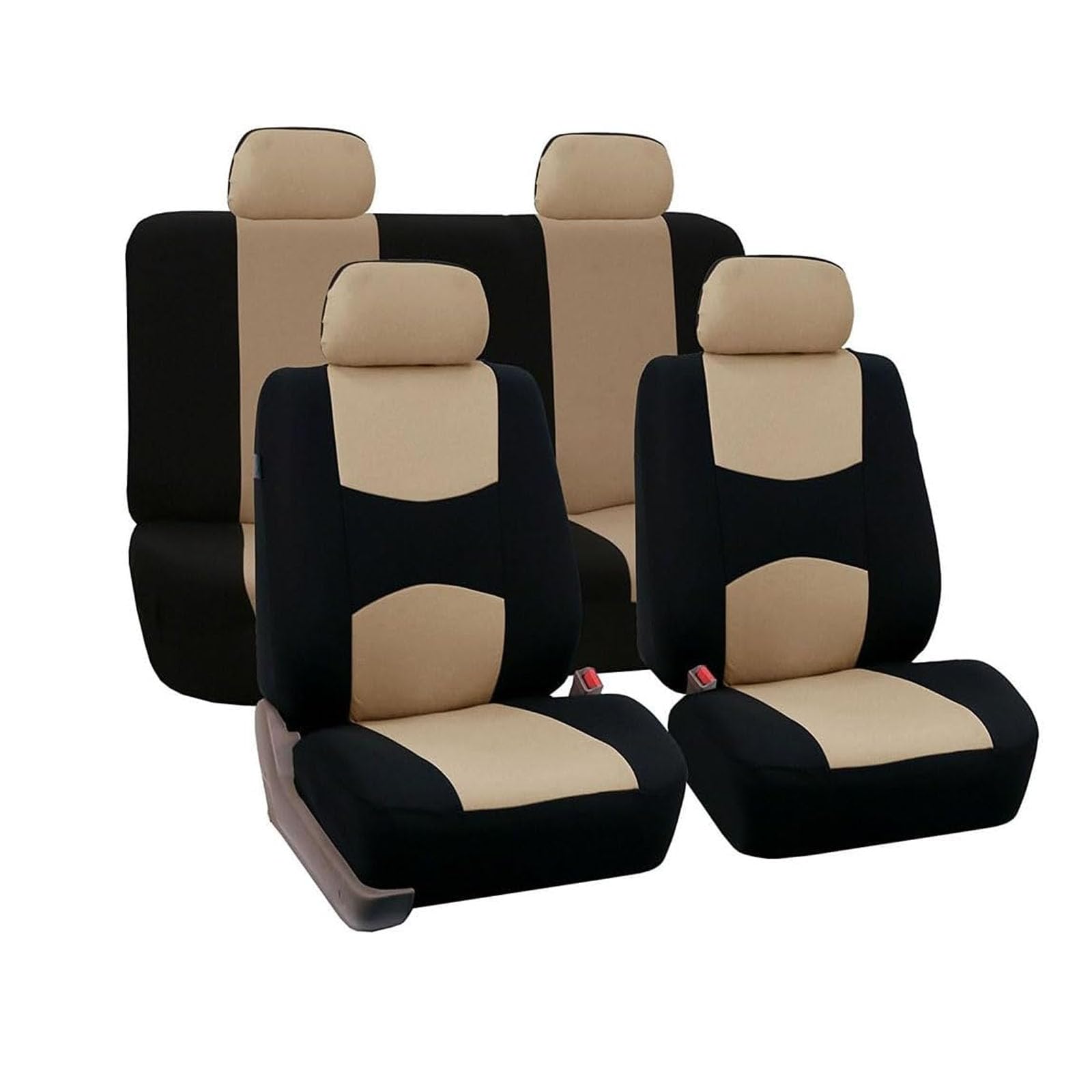 MaKeMoney Auto Sitzbezüge Sets FüR V-W T6 California 2016-2025, Leder rutschfest Sitzschoner Vorne Hinten Schonbezüge Auto Innenraum Zubehör, C/Black Beige von MaKeMoney