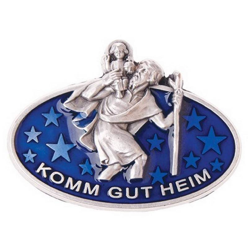 MaMeMi CHRISTOPHORUS Autoplakette oval blau [4,5 cm lang] Auto-Plakette CHRISTOPHERUS zb als Geschenk zum Führerschein. Aufschrift Komm gut heim von MaMeMi