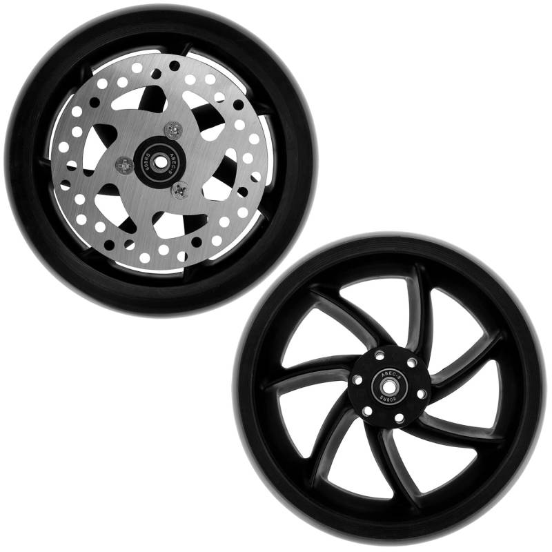 2 Stück Mach1 190x40mm (200x40mm) Big Wheel Kickscooter Rollen-Set mit Bremsscheibe inklusive Kugellager + Spacer - Cityroller Ersatz Reifen von Mach1