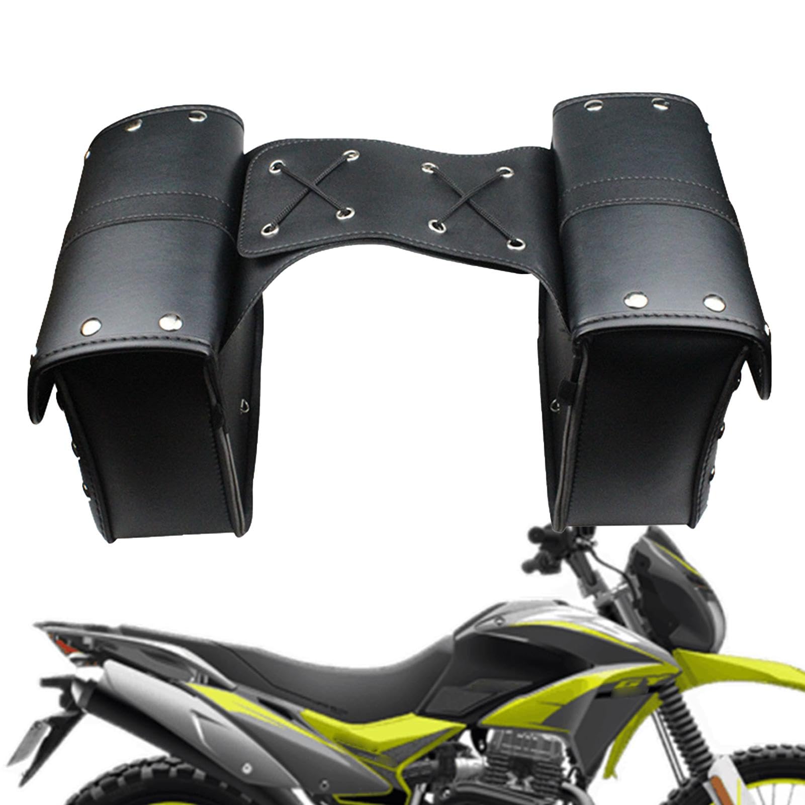 Maciun Motorrad-Seitentaschen, Sattelleder-Seitentasche, Werkzeugtasche mit starken Befestigungsvorrichtungen für Kreuzfahrt-, Sport- und Off-Road-Motorräder von Maciun