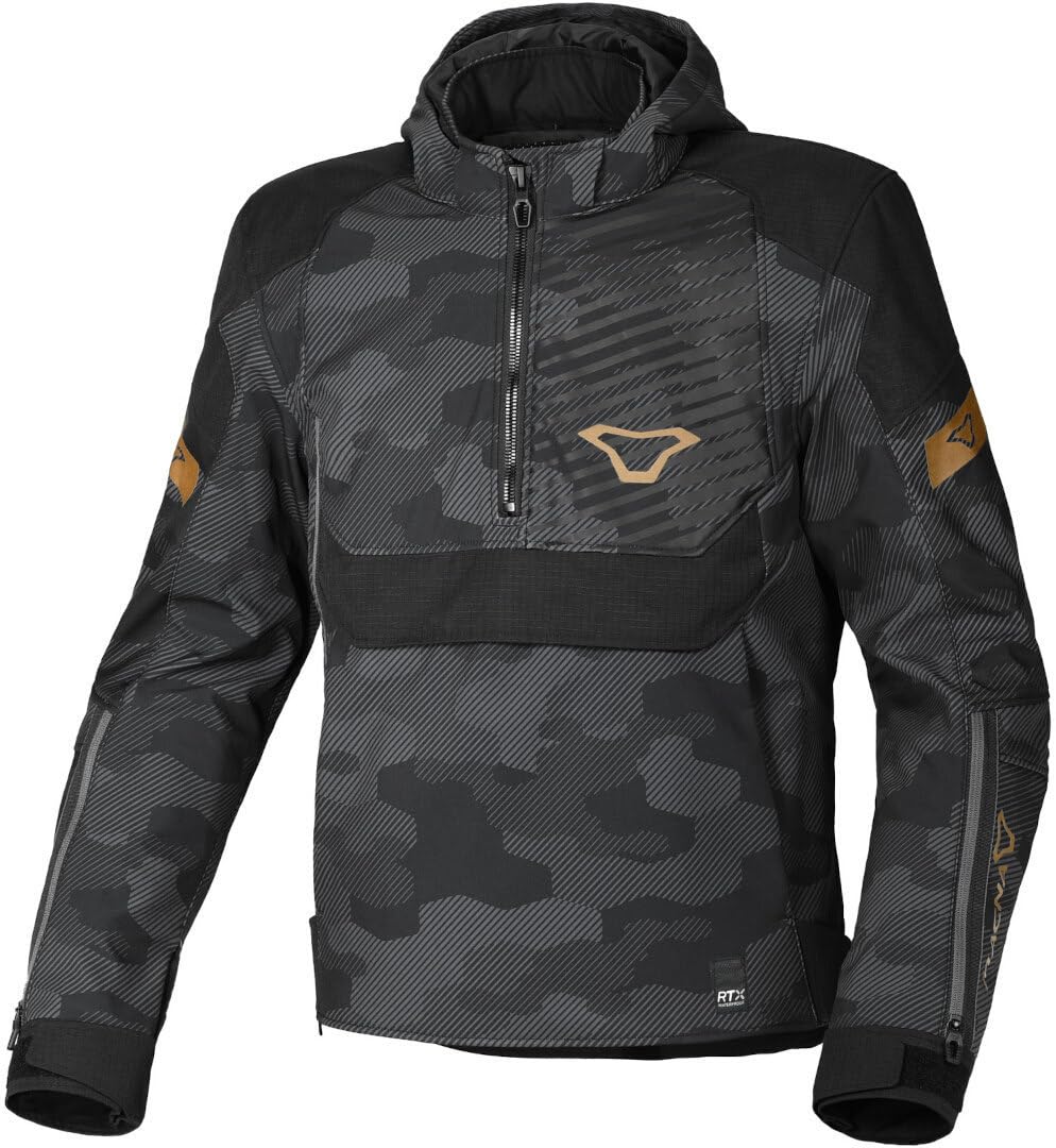 Macna Traffiq Camo wasserdichte Motorrad Textiljacke, schwarz/camouflage, XL von Macna