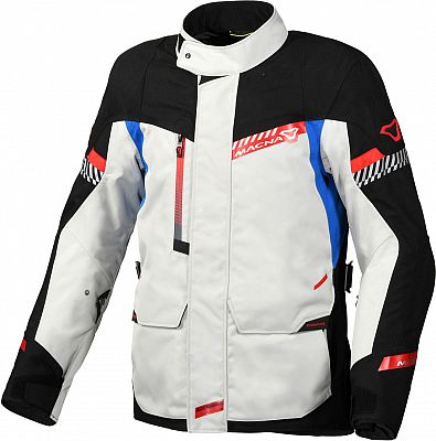 Macna Aspire, Textiljacke wasserdicht - Hellgrau/Schwarz/Blau/Rot - XL von Macna