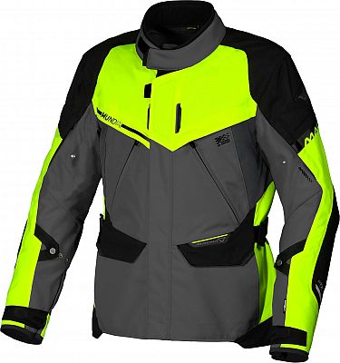 Macna Mundial, Textiljacke wasserdicht - Dunkelgrau/Neon-Gelb/Schwarz - 3XL von Macna