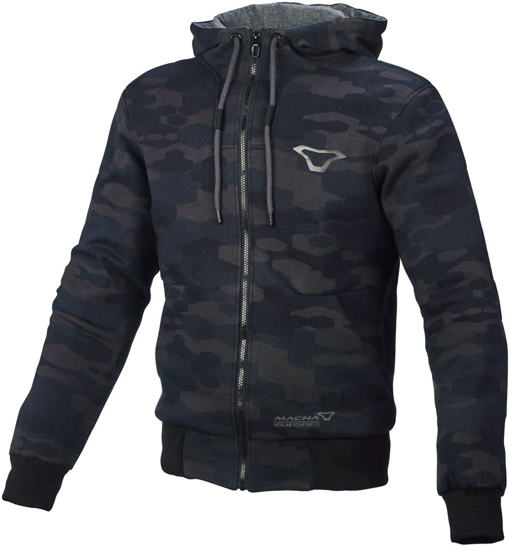 Macna Nuclone Motorrad Zip Hoodie (Black/Camouflage,XXL) von Macna