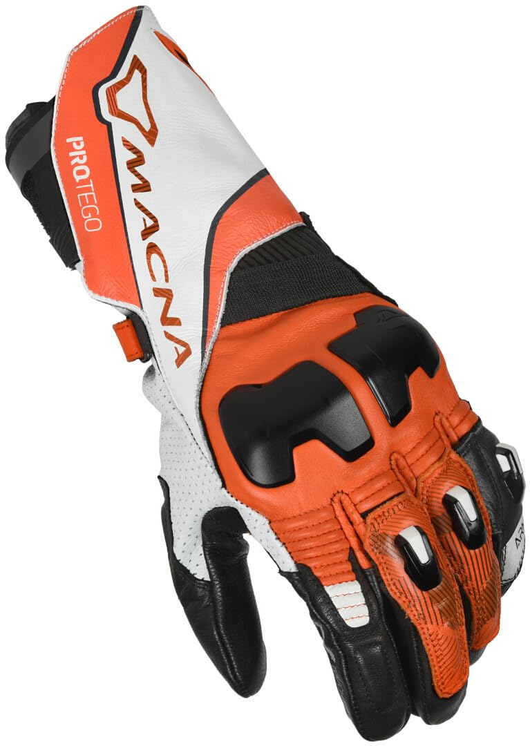 Macna Protego Motorradhandschuhe XXXL weiß/orange von Macna