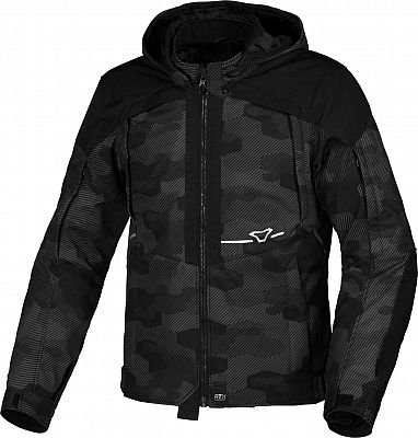 Macna Territor Camo, Textiljacke wasserdicht - Schwarz/Dunkelgrau - XXL von Macna