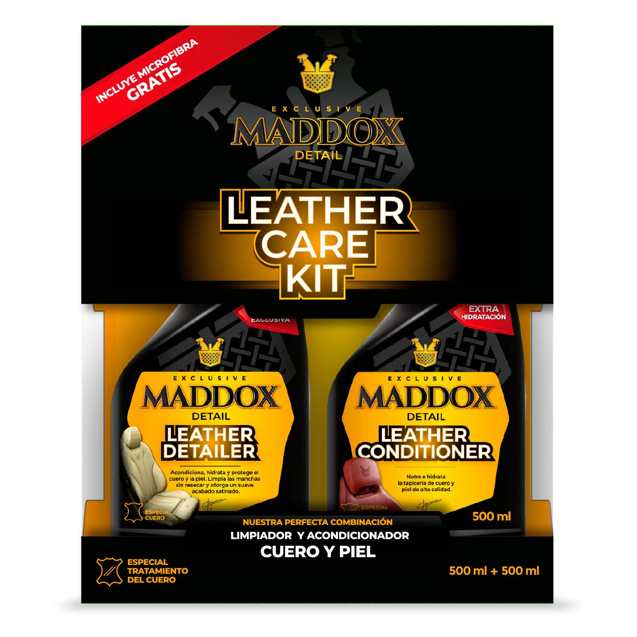 Maddox Detail - Leather Care Kit 500ml | Leder Shampoo -Und konditionierer | Inklusive Mikrofaser | Auto Polster Reinigungsset Auto shampoo von Maddox Detail