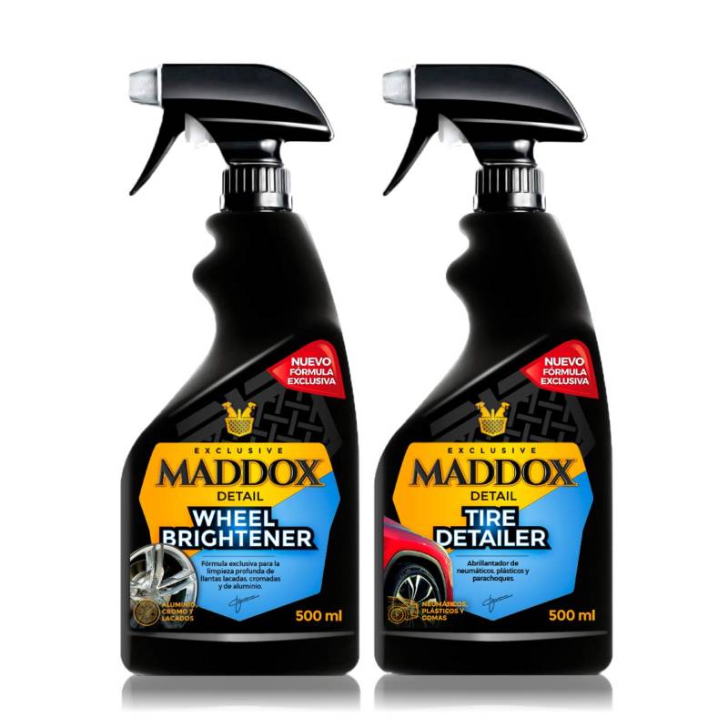 Maddox Detail - Wheel Care Kit 2x500ml | Autopflege-Set | Kunststoff- und Reifenpfleger | Autowachs und Motorradpolitur | Autogummi-Hydrator | Vielseitig und einfach zu bedienen | Auto-Detailing-Set von Maddox Detail