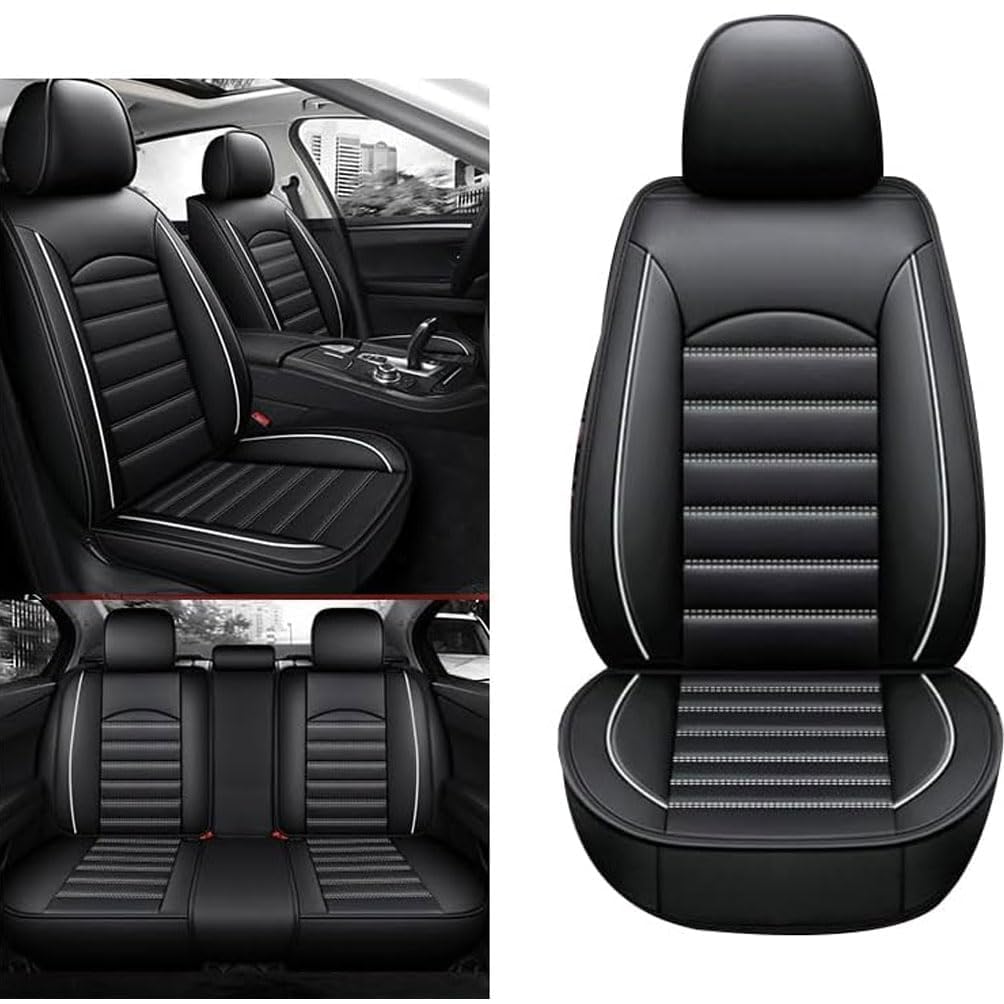 Madehitr 5 Sitze Autositzbezüge passend für Suzuki Vitara (LY) 2014-2020 Full Surround atmungsaktive wasserdichte Autositzschoner Zubehör,normal-Black-white von Madehitr