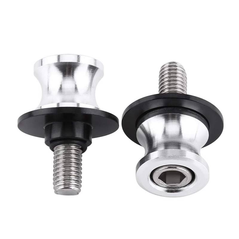 Madezz Motorrad Schwingen Arm Spule, 1Pair 10mm Motorrad CNC-hinterer Stand Schwingen Arm Spulen Schweber Stand Schwingen Spulen(Silber) bobbins m10x1 von Madezz