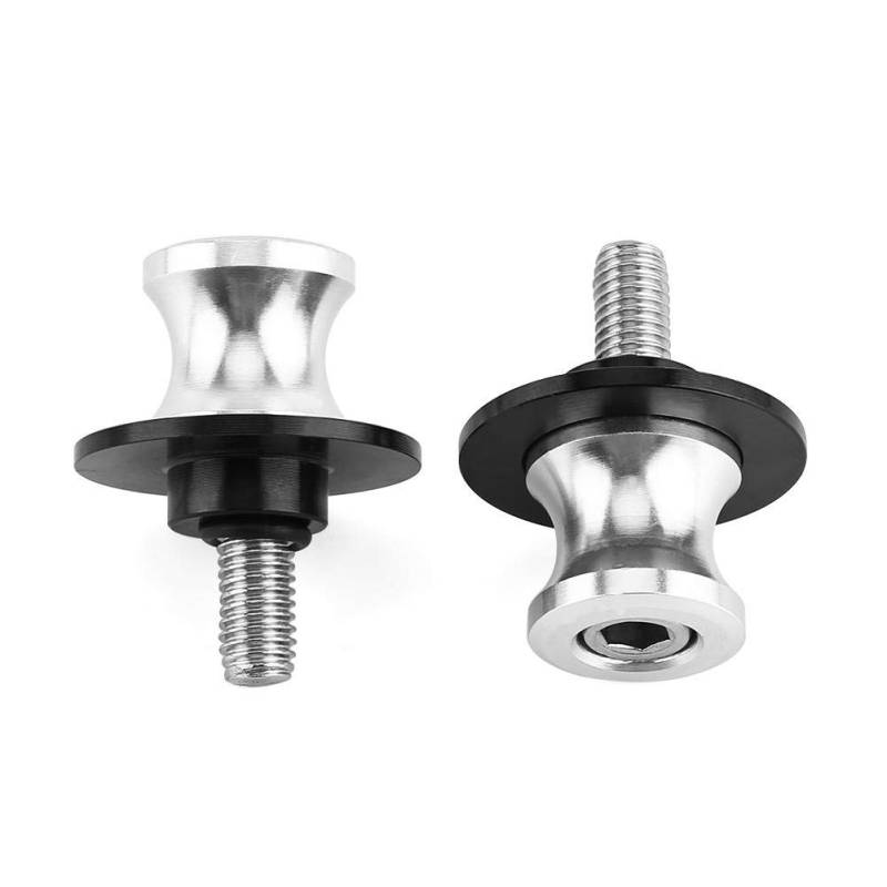 Swing Arm Spool, 2PCS 6/8 / 10mm Motorrad CNC Hinterbauständer Swing Arm Spool Sliders Ständer Swingarm Bobbins(8mm -Silber) motorrad hinterbauständer von Madezz