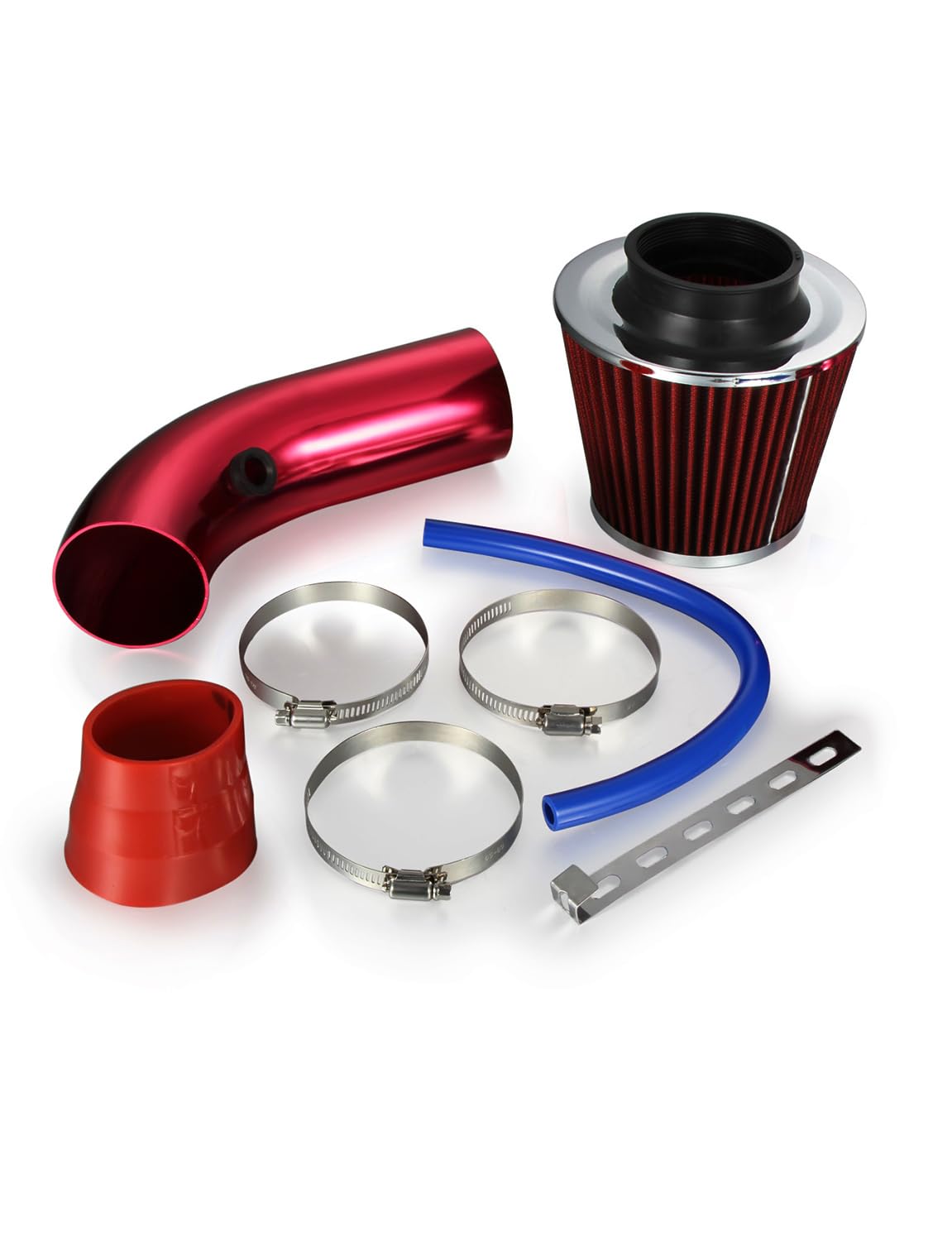 Madlife Garage Universal Sportluftfilter,76mm 3 Zoll Kaltluftansaugschlauch,Auto Kaltlufteinlassfilter,Lufteinlassfilter Kit,Luftfilterreiniger Lufteinlasssystem mit Schlauch Rot von Madlife Garage