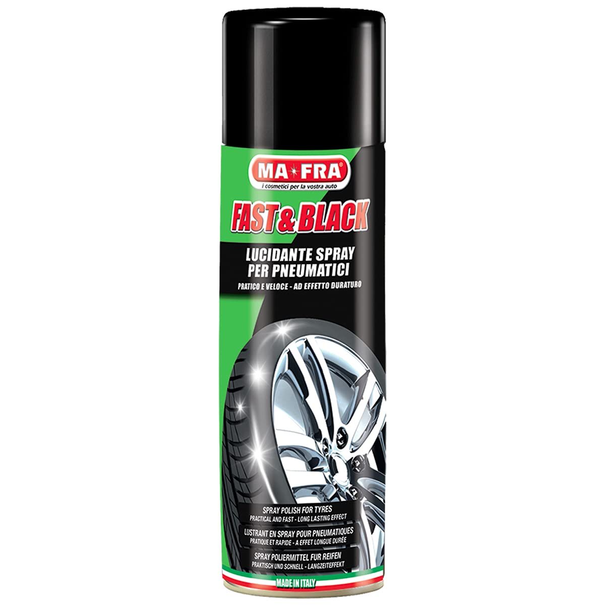 Ma-Fra, Fast & Black Antistatisches Spray für Reifen, langanhaltende Wirkung, Reifenreparatur, 200 ml von Mafra