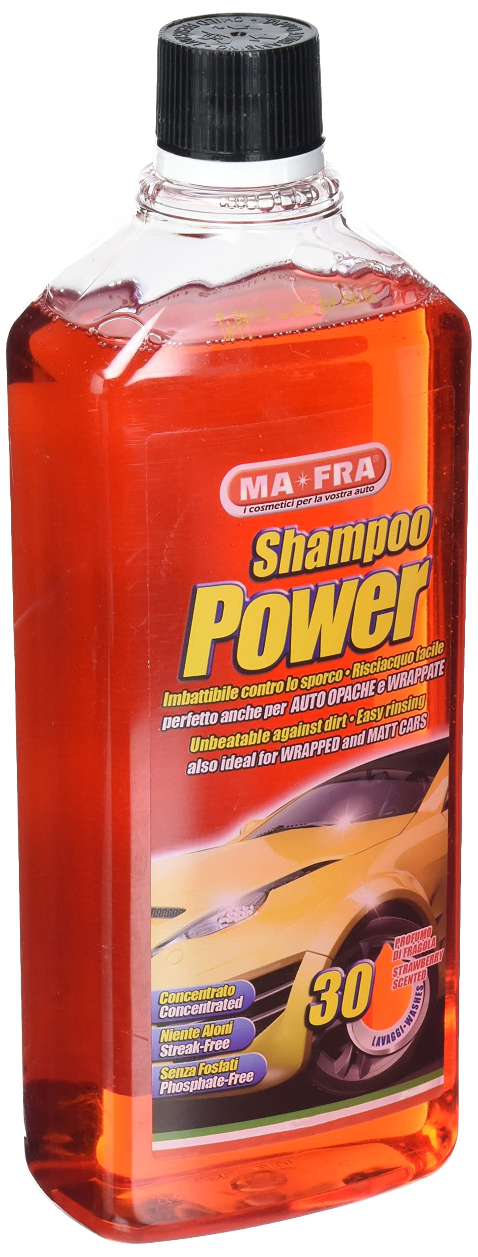 Ma-Fra, Shampoo Power, Auto-Reinigungsmittel, Entfetter und Konzentrat, einfach abspülen, hinterlässt weder Rückstände noch Halos, für 30 Wascheinsätze von Mafra