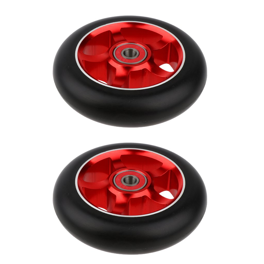 MagiDeal 2 pcs Professionelle 100mm Scooter Ersatz Rollen Scooter Wheels Räder Set - rot von MagiDeal