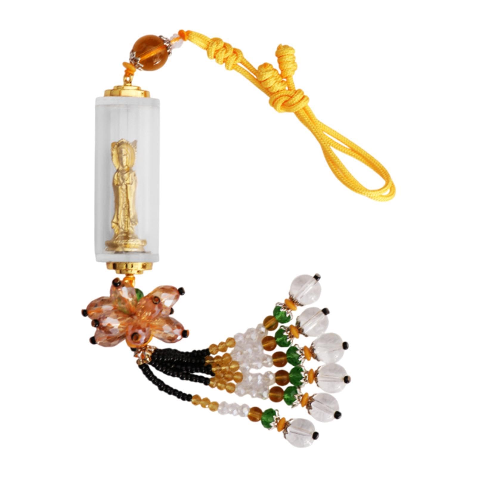 MagiDeal Auto Rückfahrspiegel Anhänger Auto baumelnde Skulptur Dangle Charm Buddha Guanyin Statue Hängende Verzierung für Wohnmobile Fahrzeuge, Gelb von MagiDeal