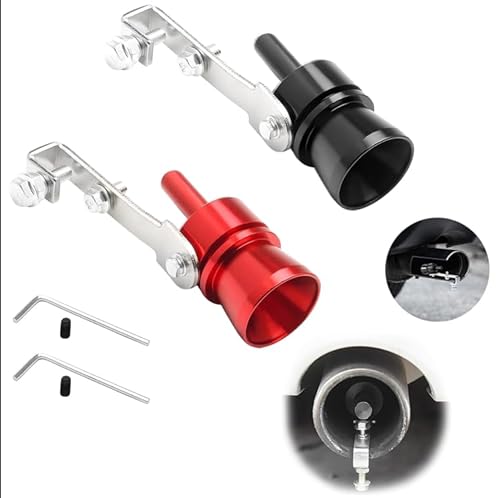 2 Stück Turbo Sound Pfeifen, Auto Auspuff Sound Booster,Aluminiumlegierung Auto Turbo Sound,Auspuff Endrohr,Blow Off Ventil,Auto Sound Generator,Auspuff Whistle Rohr für Alle Fahrzeuge,Rot und Schwarz von MagiSel