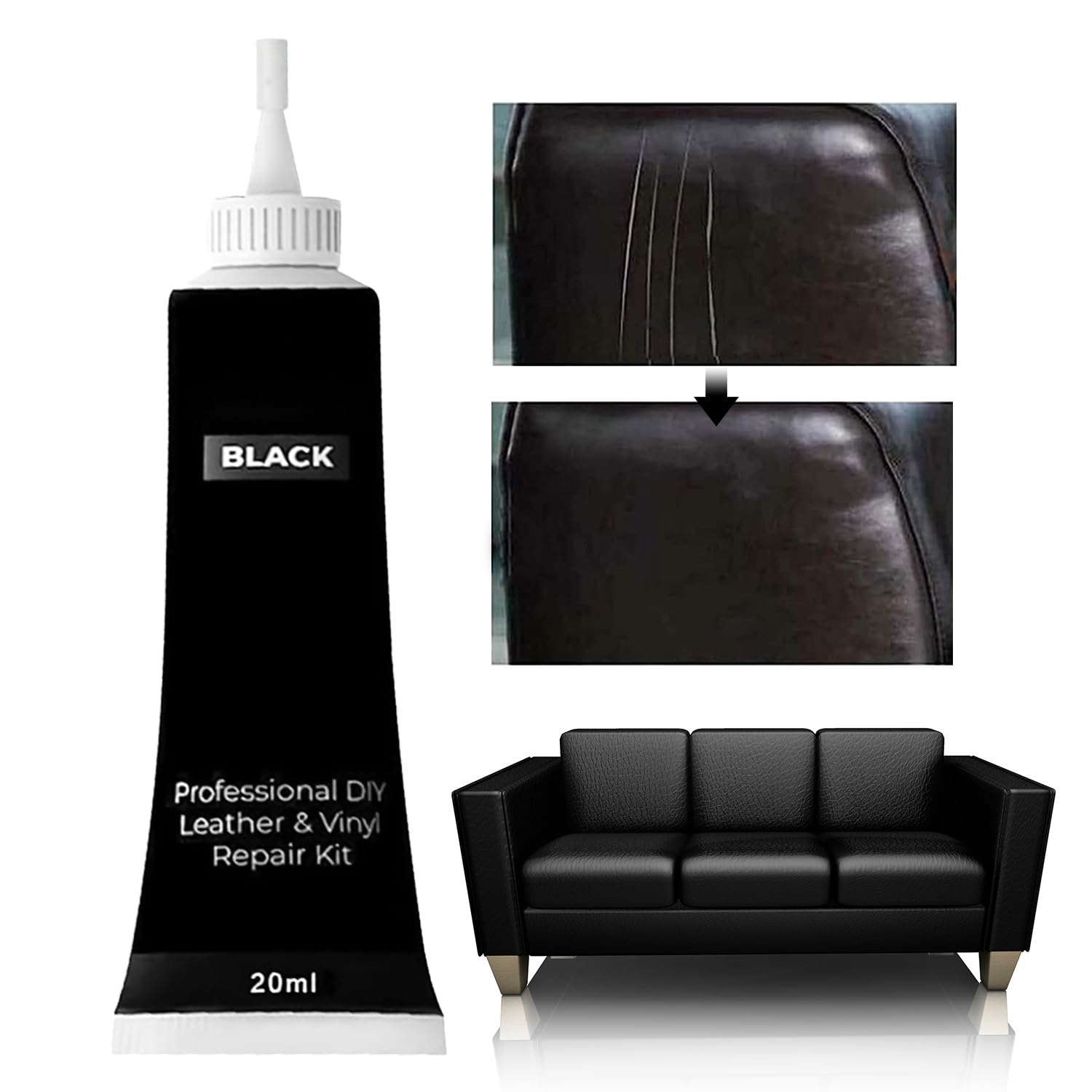 Lederreparatur Creme, Leder-Restaurator, Leder Reparatur Set, Lederkratze Reparatur, Schuhe Für Reparatur Lederfarbe Auf Verblassten und Zerkratzten Ledersofas, Verschleiß Kunstleder Reparatur, Black von MagiSel