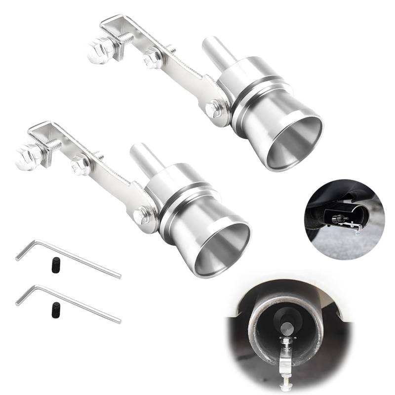 Turbo Sound Whistle, Aluminiumlegierung Auto Turbo Sound,Blow Off Ventil Simulator Whistler, Auspuff Schalldämpfer, 2 Stück Turbo Sound Simulator Pfeife Turbo Roar Sound Auspuff Whistle, Silber von MagiSel