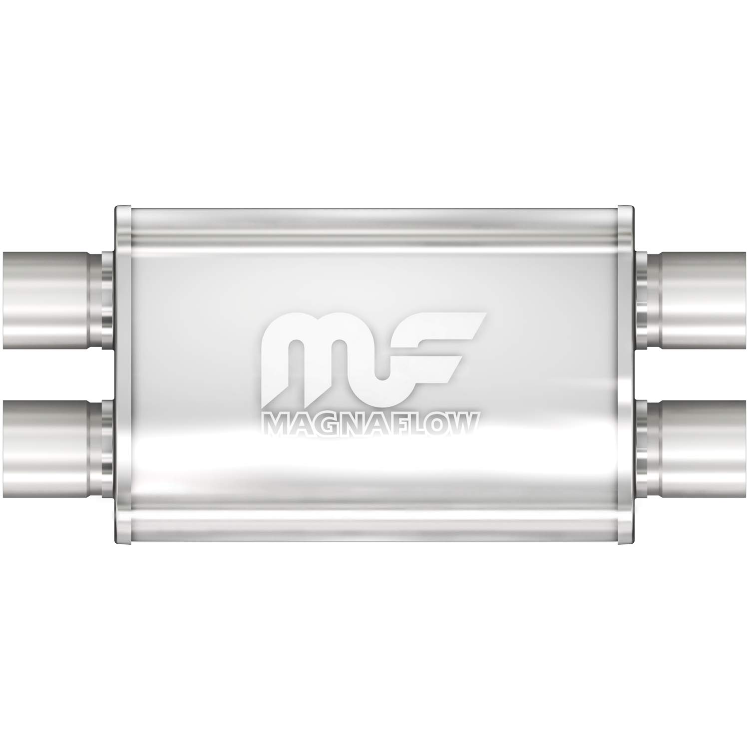 MagnaFlow 11385 Ovaler Doppel-/Dual-Performance-Schalldämpfer 10,2 x 22,9 cm, gerade, 5,7 cm Einlass-/Auslassdurchmesser, 50,8 cm Gesamtlänge, seidenmatt, klassischer tiefer Auspuff-Sound von MagnaFlow Exhaust Products