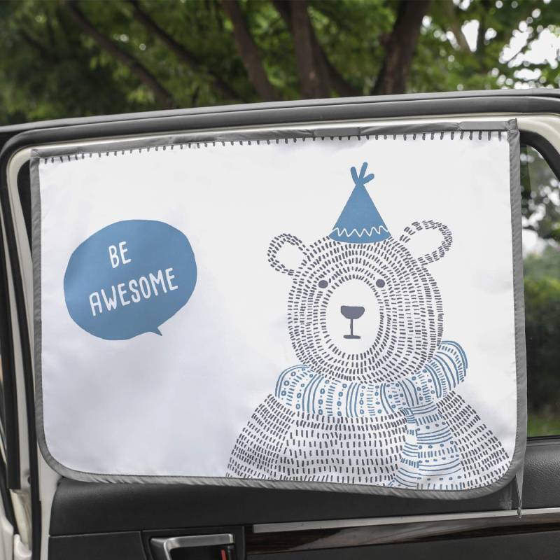 Magnetverschluss Auto Sonnenschutz Vorhang für Seite Fenster für Baby Kinder Kinder - Sonnenschirm Displayschutzfolie - Schützt vor Sonne Blendung und Hitze (Be-Awesome Bear) von Magnet Sun Shade