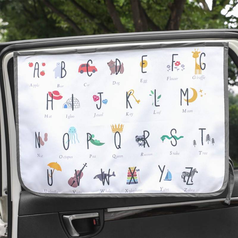 Magnetverschluss Auto Sonnenschutz Vorhang für Seite Fenster für Baby Kinder Kinder - Sonnenschirm Displayschutzfolie - Schützt vor Sonne Blendung und Hitze (Be-Kids Alphabet) von Magnet Sun Shade