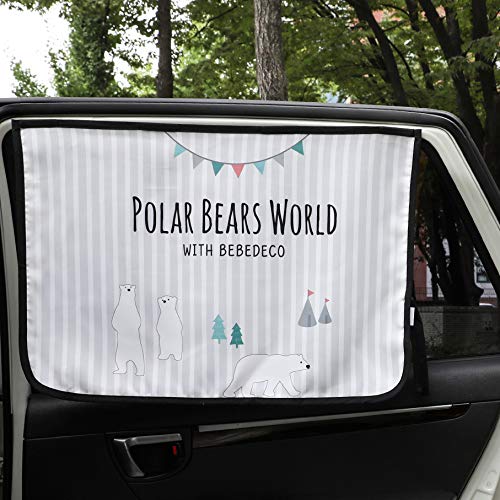 Magnetverschluss Auto Sonnenschutz Vorhang für Seite Fenster für Baby Kinder Kinder - Sonnenschirm Displayschutzfolie - Schützt vor Sonne Blendung und Hitze (Be-Pola Bear) von Magnet Sun Shade