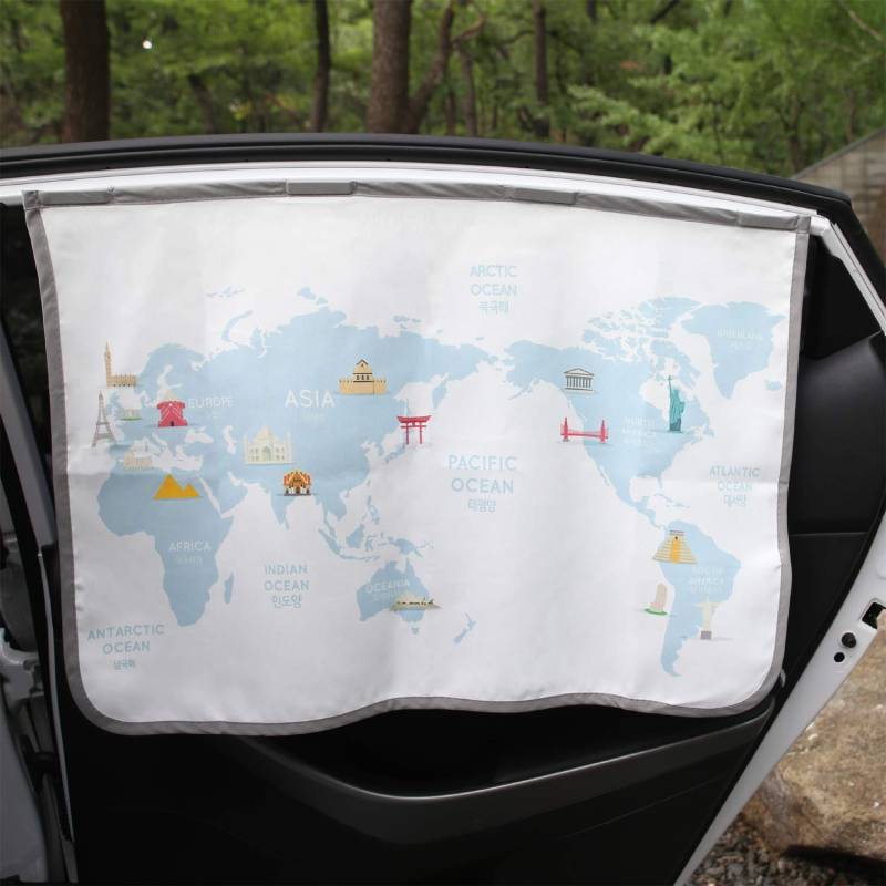 Magnetverschluss Auto Sonnenschutz Vorhang für Seite Fenster für Baby Kinder Kinder - Sonnenschirm Displayschutzfolie - Schützt vor Sonne Blendung und Hitze (Be-Travel Map) von Magnet Sun Shade