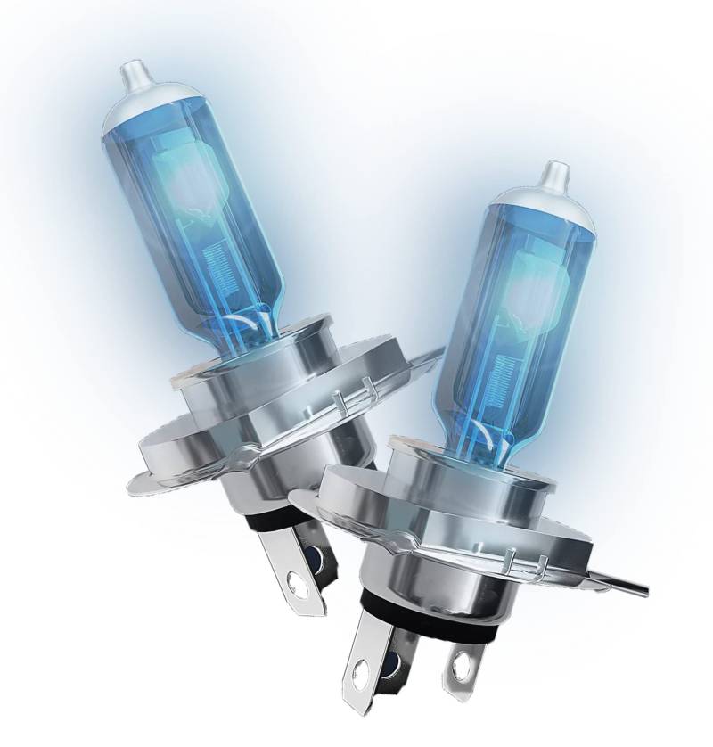 Packung mit 2 Glühbirnen H4 100 W / P43T-Lampe – Xenon-Effekt – Halogenlicht 12 V, superhelle Nebel-Xenon-HID-Glühbirne, weiß, für Auto und Motor von Magnet