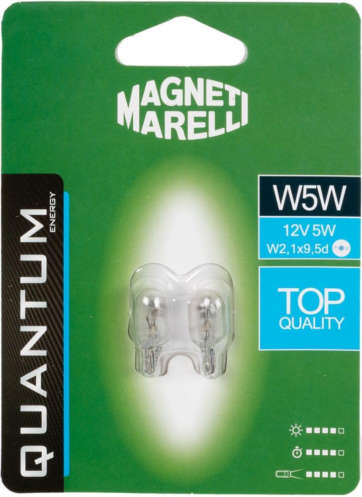 MAGNETI MARELLI 070.0000009488 W5W Paar Auto Lampe Glas 12V 5W Sockel W2,1X9,5d von Quantum Energy