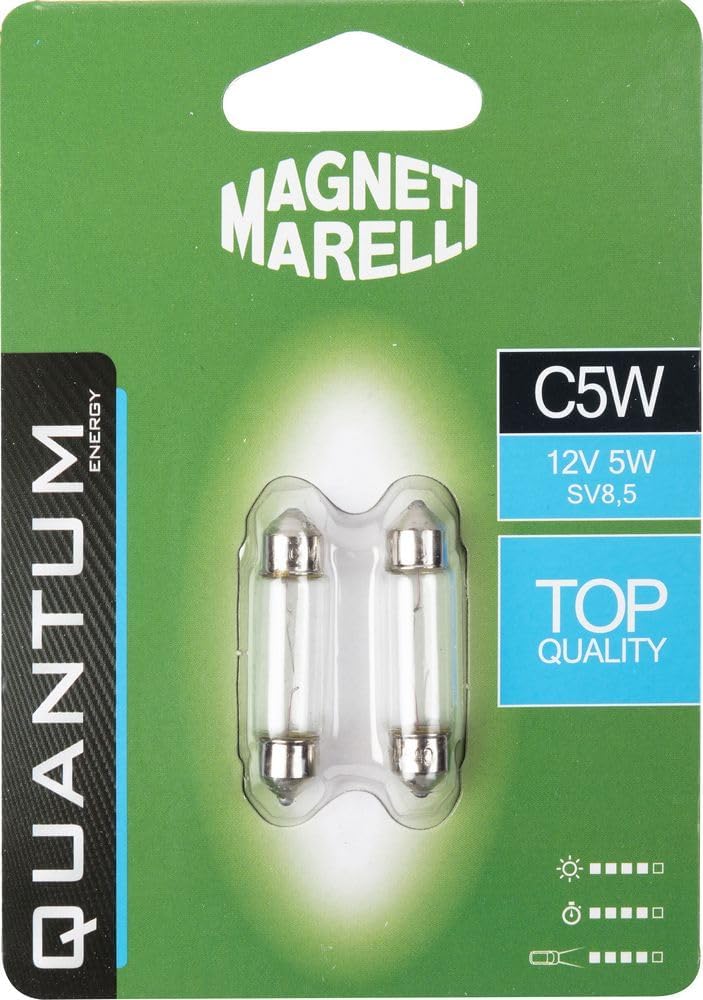 MAGNETI MARELLI 070.0000009491 C5W Paar Auto Soffittenlampe 12 V 5 W Sockel SV8,5 von Quantum Energy