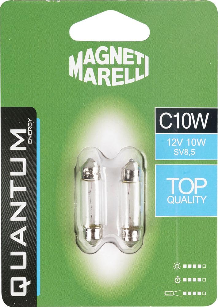 MAGNETI MARELLI 070.0000009492 C10W Paar Auto Soffittenlampe 12V 10W Sockel SV8,5 von Quantum Energy