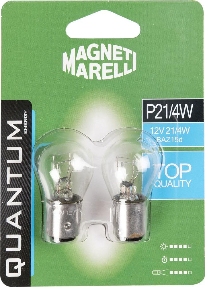 MAGNETI MARELLI 070.0000009495 P21/4W Paar Autolampen 12 V 2 1/4 W BAZ15d von Quantum Energy