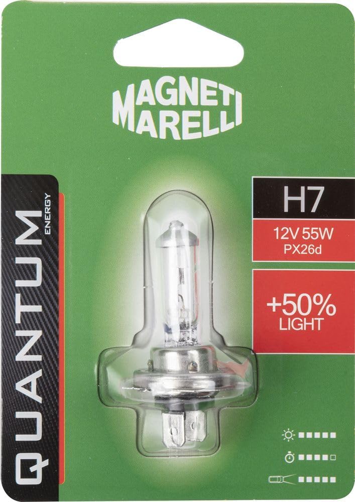 Magneti Marelli 070.0000009517 H7 Glühlampe für Auto + 50% Licht 12 V 55 W Sockel PX26d von Quantum Energy