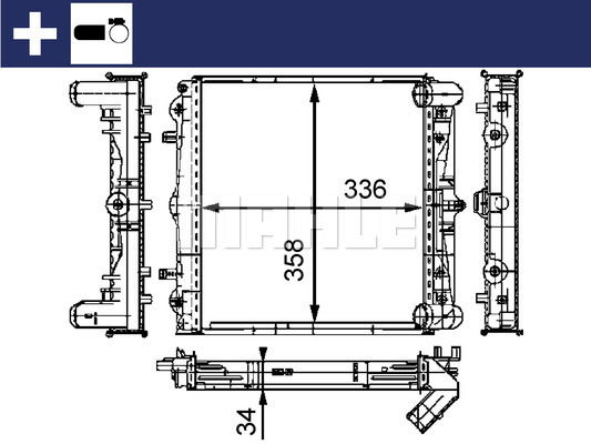 Kühler, Motorkühlung links Mahle Original CR 383 000S von Mahle Original