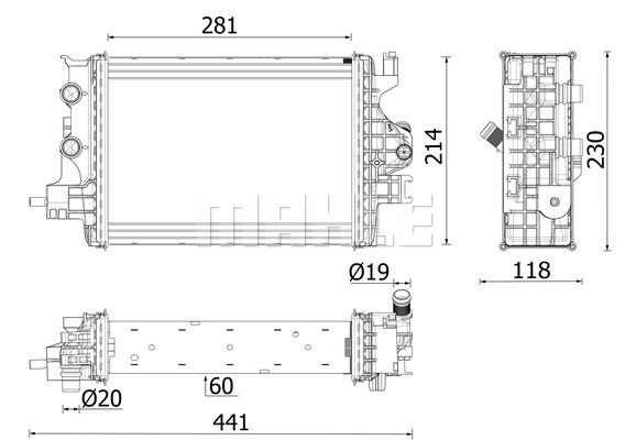 Kühler, Motorkühlung vorne rechts Mahle Original CR 2634 000P von Mahle Original