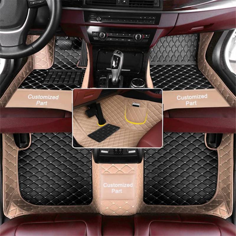 Auto-Fußmatten und Auto-Kofferraummatte für Mercedes Benz GL 2008-2012 Allwettereinsatz wasserdichte Auto Fussmatten Beige & Schwarz von Maidangdang