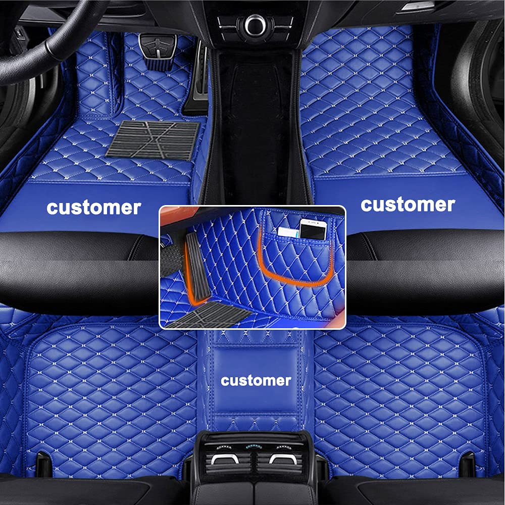 Maidao Auto Fußmatten Leder Bodenmatte für SUV Van Truck Sedan Coupe Allwetter Fussmatten Set Zubehör Fußmatte Blau von Maidao