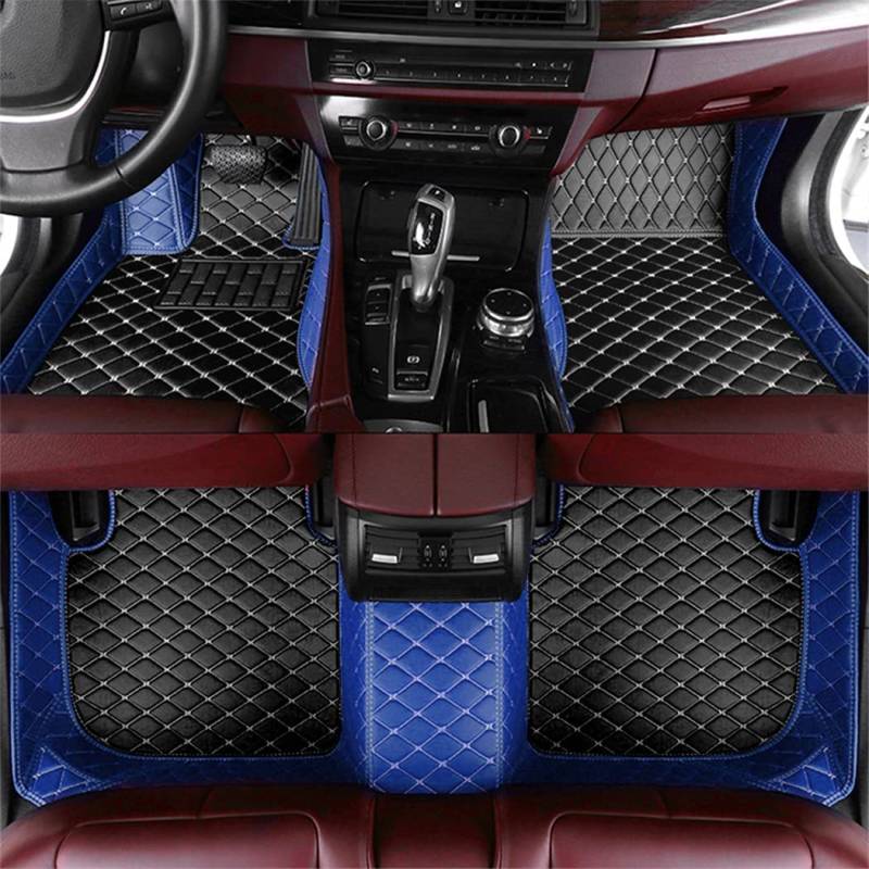 Custom Auto-Fußmatten für Audi für A1 A3 A4 A5 A6 A7 A8 Q3 Q5 Q7 S1 S3 S4 S5 TT Leder Wasserdicht Abriebfest Mit Aufbewahrungstasche Auto-Fussmatten,Farben:Patchwork schwarz und blau von Maipula