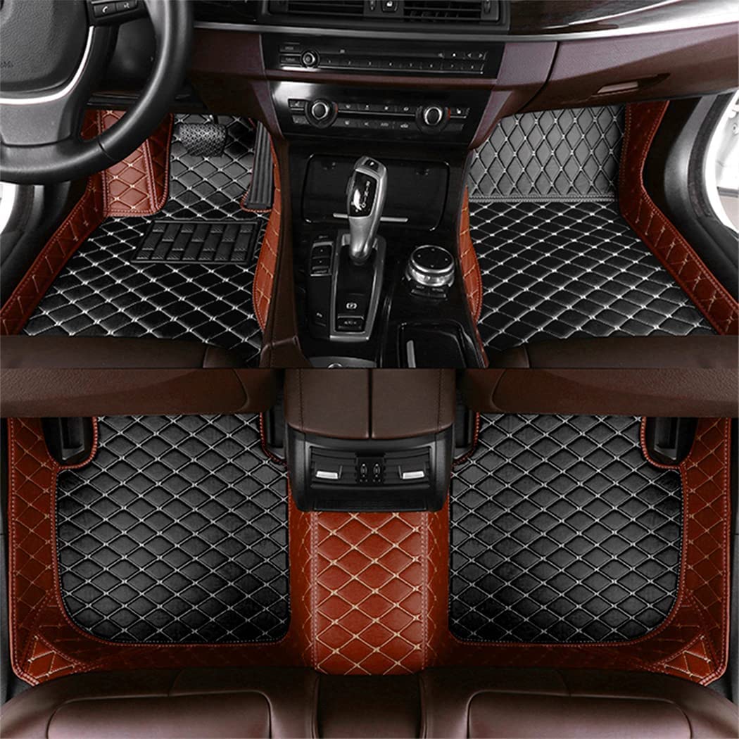 Custom Auto-Fußmatten für BMW für X1 X2 X3 X4 X5 X6 X7 Leder Wasserdicht Abriebfest Mit Aufbewahrungstasche Auto-Fussmatten,Farben:Braun-schwarz von Maipula