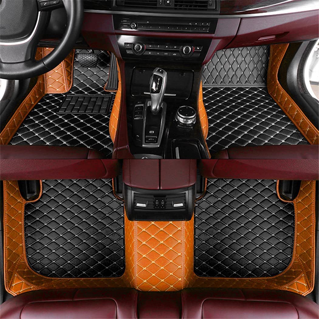 Custom Auto-Fußmatten für Citroen für C2 C3 C4 C5 C6 DS3 DS4 Leder Wasserdicht Abriebfest Mit Aufbewahrungstasche Auto-Fussmatten,Farben:Orange-schwarz von Maipula