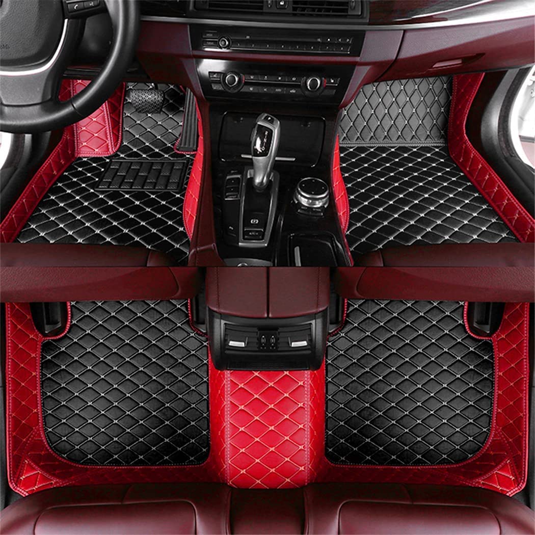 Custom Auto-Fußmatten für Citroen für C2 C3 C4 C5 C6 DS3 DS4 Leder Wasserdicht Abriebfest Mit Aufbewahrungstasche Auto-Fussmatten,Farben:Patchwork schwarz-rot von Maipula