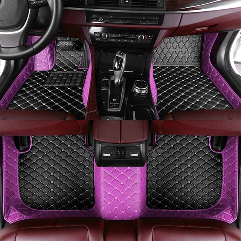 Custom Auto-Fußmatten für Citroen für C2 C3 C4 C5 C6 DS3 DS4 Leder Wasserdicht Abriebfest Mit Aufbewahrungstasche Auto-Fussmatten,Farben:Rosa schwarz von Maipula