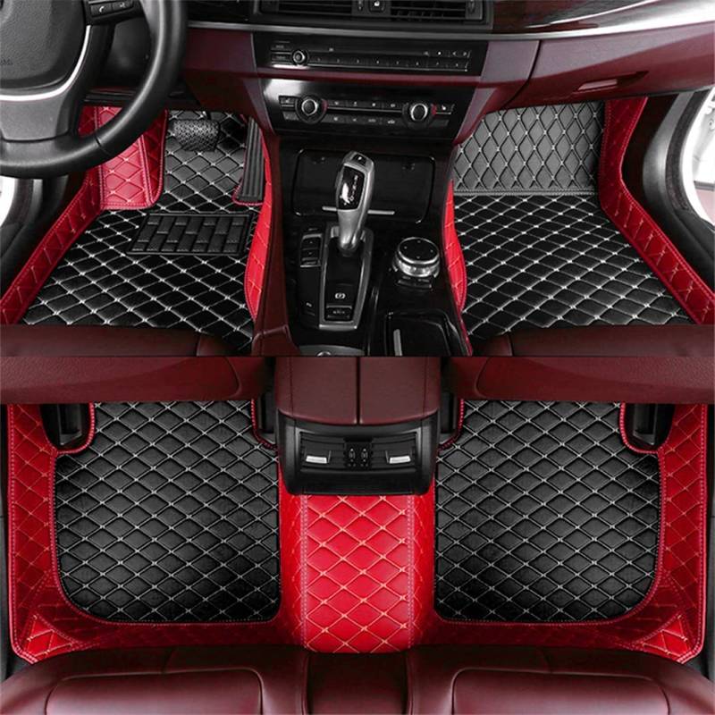 Custom Auto-Fußmatten für Ford für Focus Ranger Kuga Mondeo Edge Explorer F-150 Leder Wasserdicht Abriebfest Mit Aufbewahrungstasche Auto-Fussmatten,Farben:Patchwork schwarz-rot von Maipula