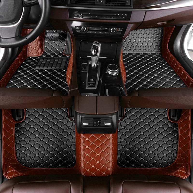 Custom Auto-Fußmatten für Land Rover für Discovery Range Rover Freelander Evoque Leder Wasserdicht Abriebfest Mit Aufbewahrungstasche Auto-Fussmatten,Farben:Braun-schwarz von Maipula