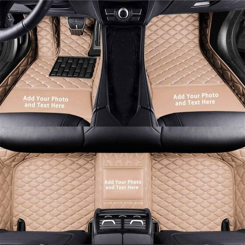 Custom Auto-Fußmatten für Nissan für Juke Qashqai Rogue Navara Teana X-Trail Leder Wasserdicht Abriebfest Mit Aufbewahrungstasche Auto-Fussmatten,Farben:Beige von Maipula