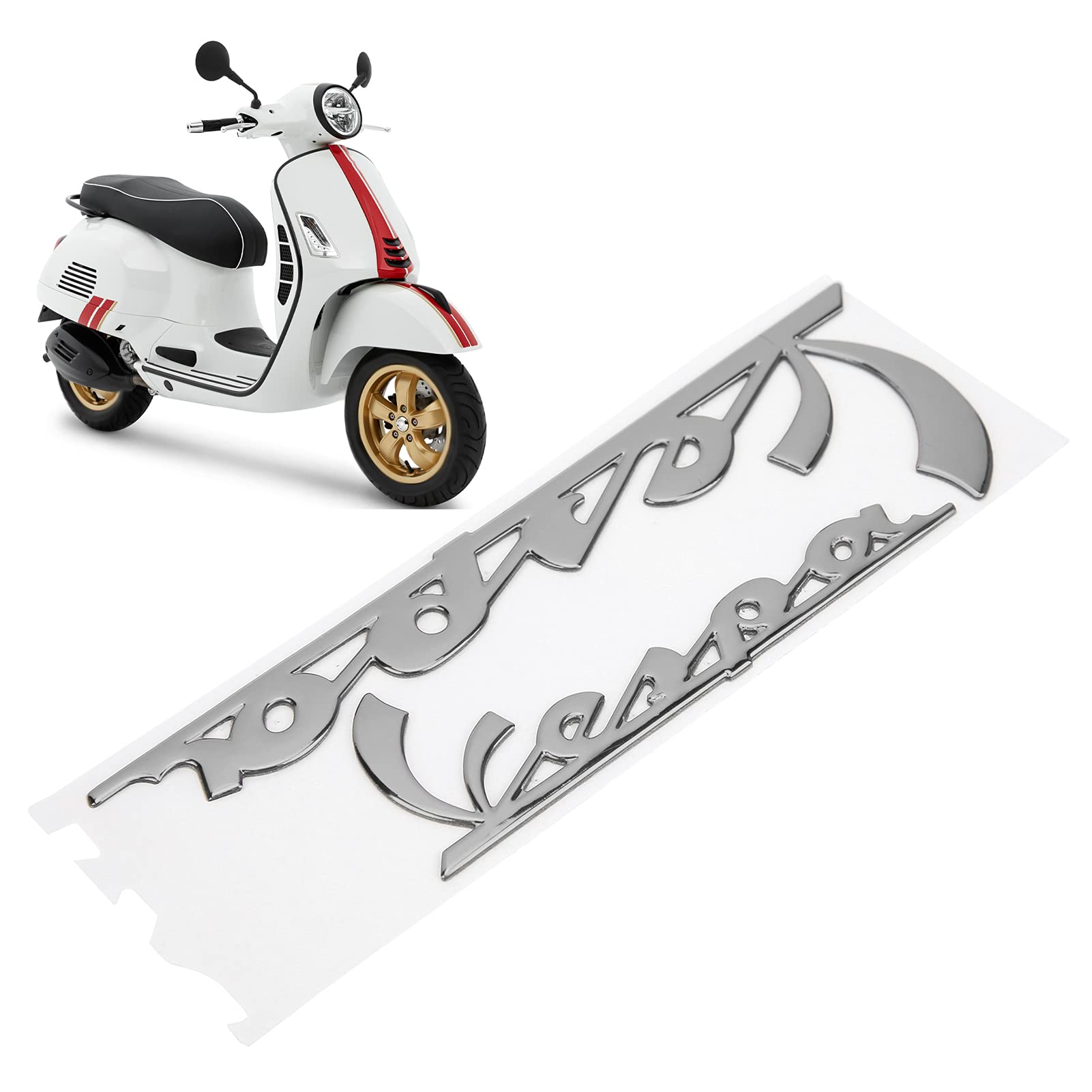 Motorrad-Aufkleber, Motorrad Dekoration 3-dimensionaler Aufkleber, Emblem-Aufkleber für GTS300 LX125 LX150 IE Sprint Primavera 300 LX LXV Super (Silber) von Majatou