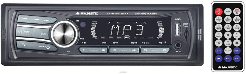 Majestic SA 400 BT USB AX Audio Car System mit Bluetooth, MP3/WMA USB/Micro SD, Fernbedienung, 100W (25W x 4ch), Schwarz von Majestic